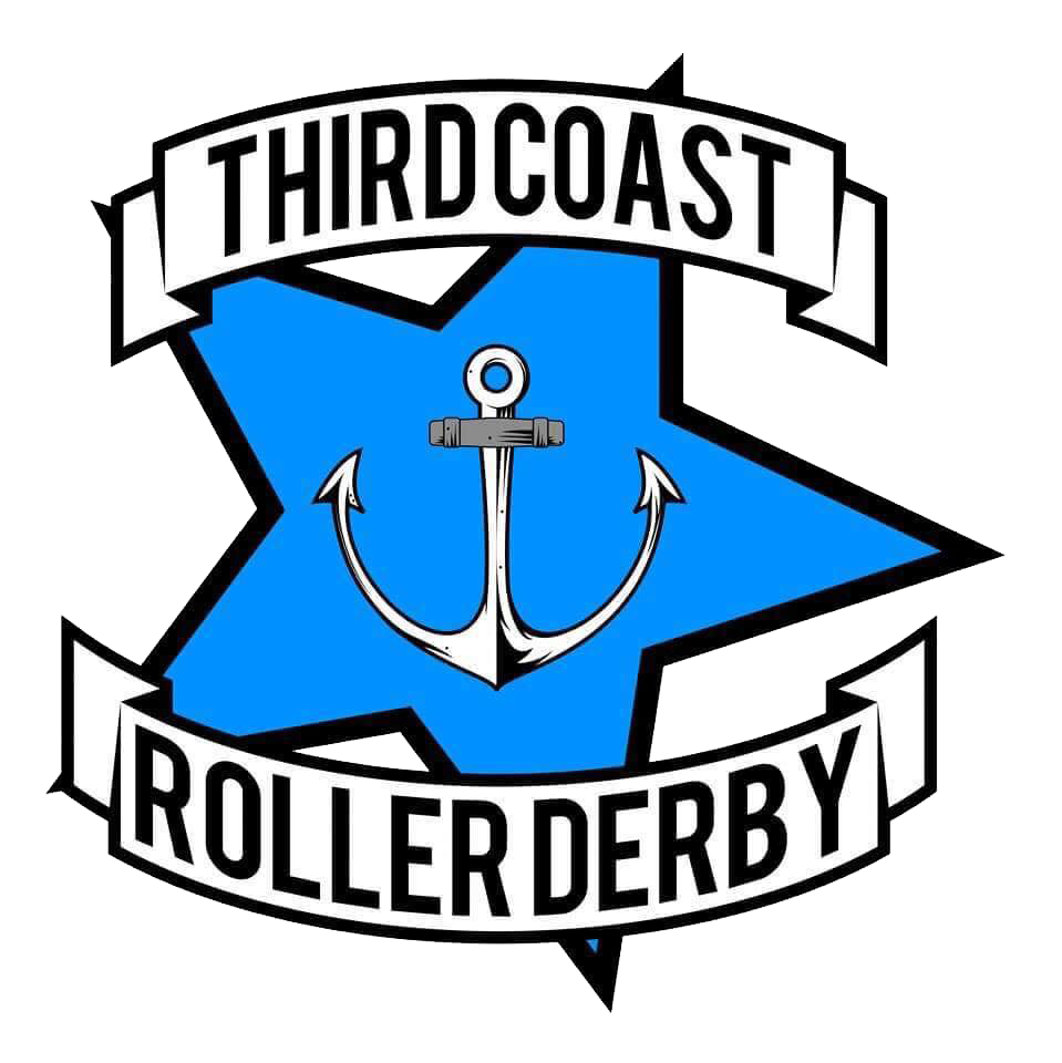 THIRD COAST ROLLER DERBY logo star with anchor and banners